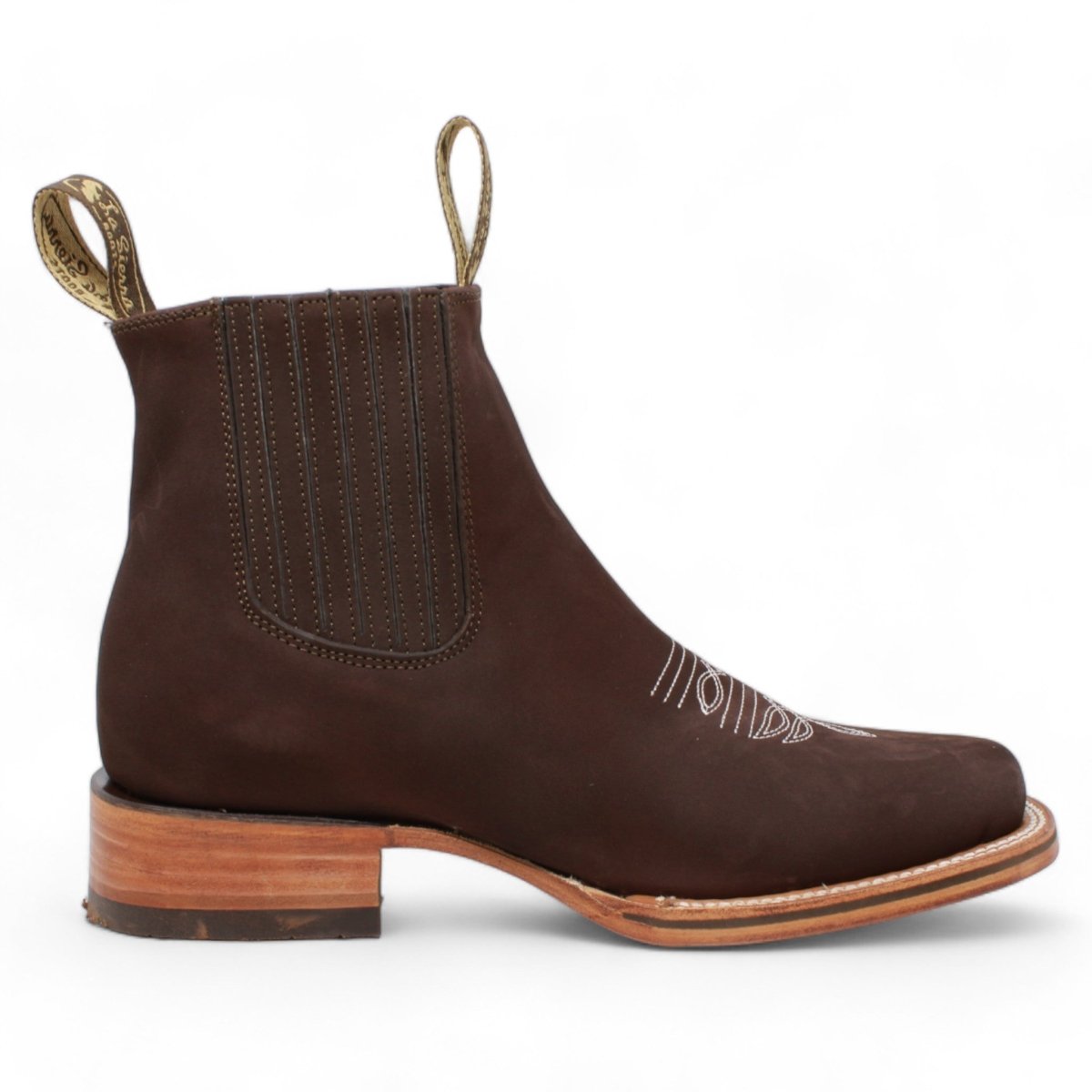 Botines Charros Quincy de Gamuza con Punta Cuadrada Color Cafe Q82BP6307 - Quincy Boots