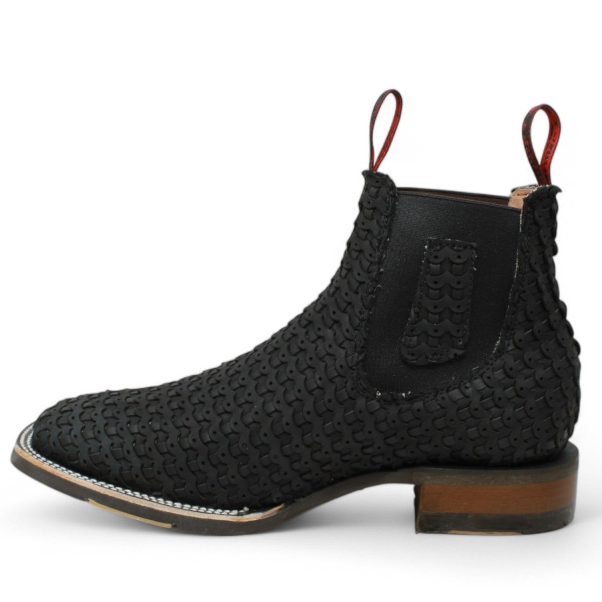 Botines Charros Quincy de Punta Cuadrada y Suela de Hule Negro - Q82BT6205 - Quincy Boots