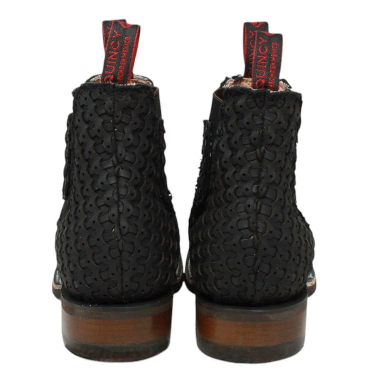 Botines Charros Quincy de Punta Cuadrada y Suela de Hule Negro - Q82BT6205 - Quincy Boots