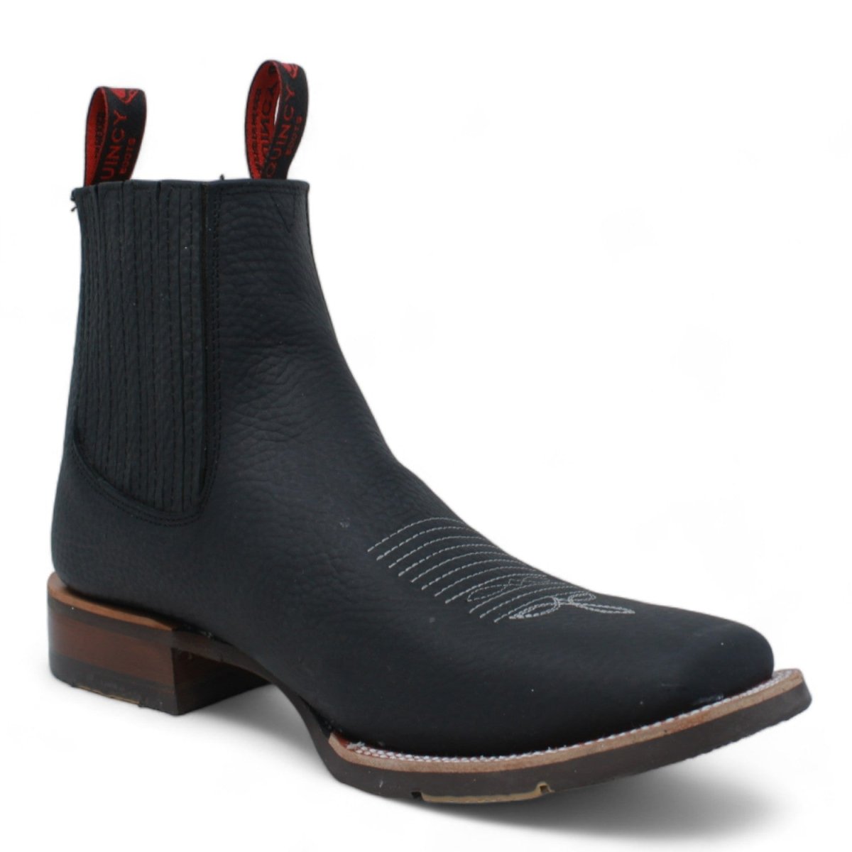 Botines Charros Quincy Punta Cuadrada con Suela de Hule Color Negro Q82BU2705 - Quincy Boots