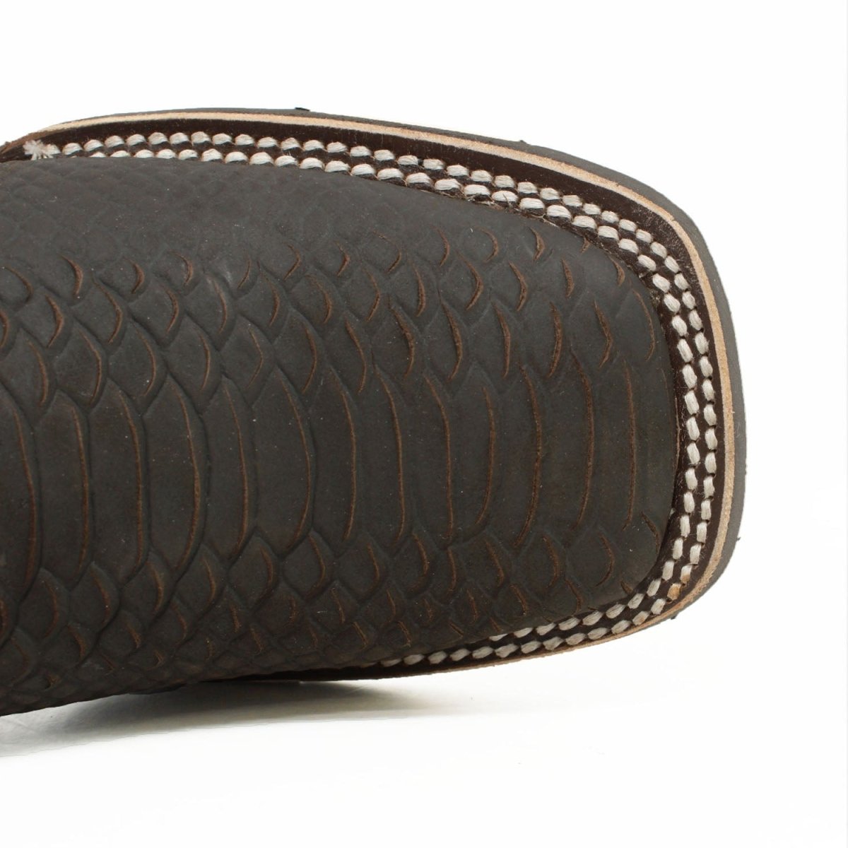 Botines Charros Quincy Punta Cuadrada Piton Imaticion con Suela de Hule Color Cafe - Quincy Boots