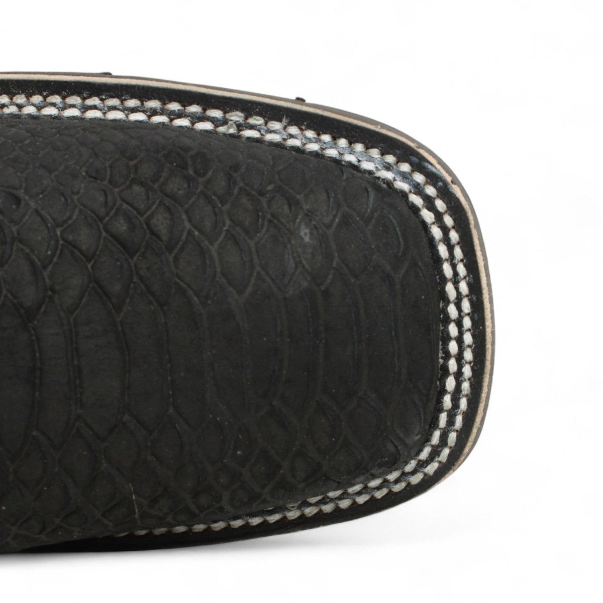 Botines Charros Quincy Punta Cuadrada Piton Imaticion con Suela de Hule Color Negro - Quincy Boots