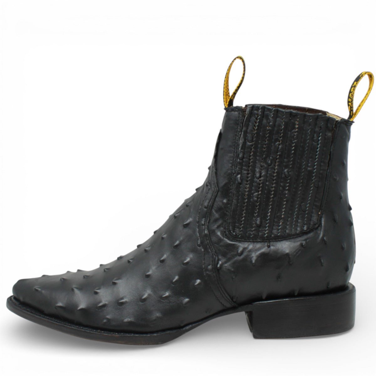 Botines de Avestruz Grabado Horma Puntal Negro - Rodeo Imports