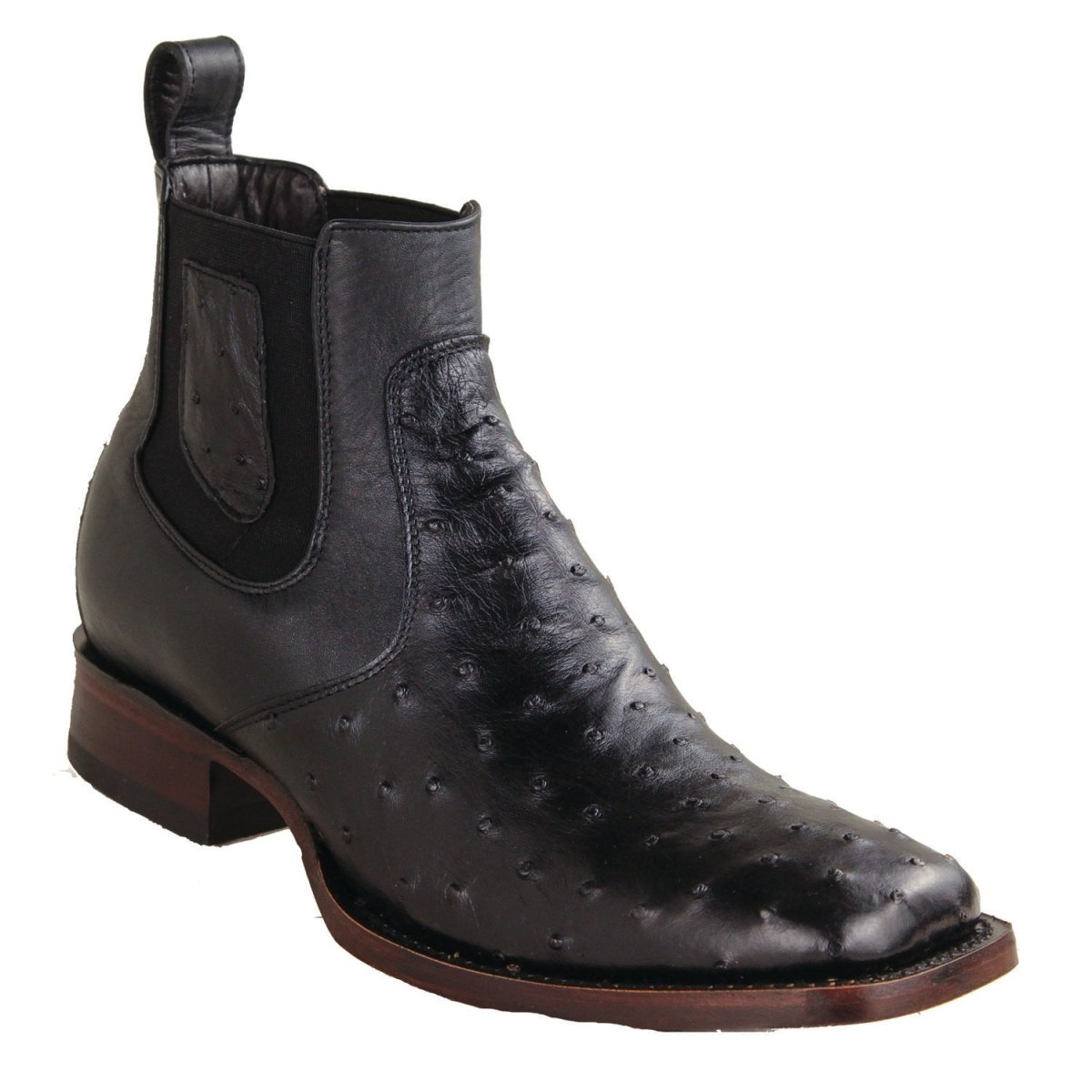 Botas Cortas de Mantarraya Original Perla Sencilla Punta 7X Cuadrada Ancha Color Negro - Los Altos Boots main image 1