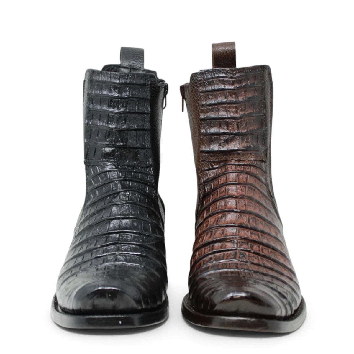 Botines de Caiman Grabado Punta Dubai Cuadrada con Zipper - La Carreta - La Carreta