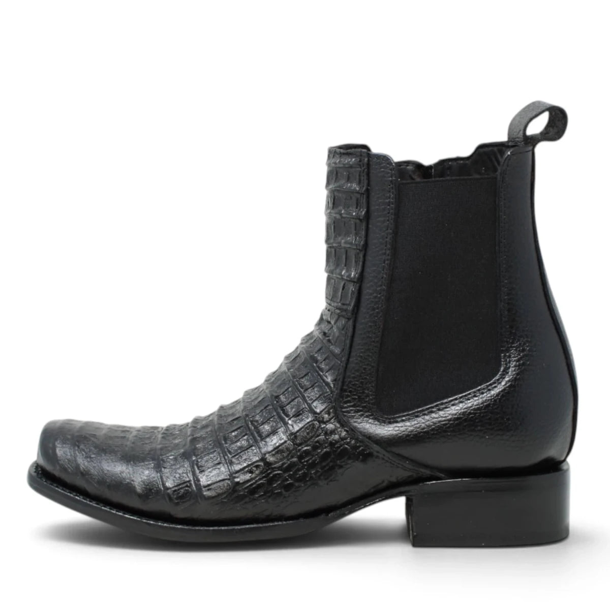 Botines de Caiman Grabado Punta Dubai Cuadrada con Zipper - La Carreta - La Carreta
