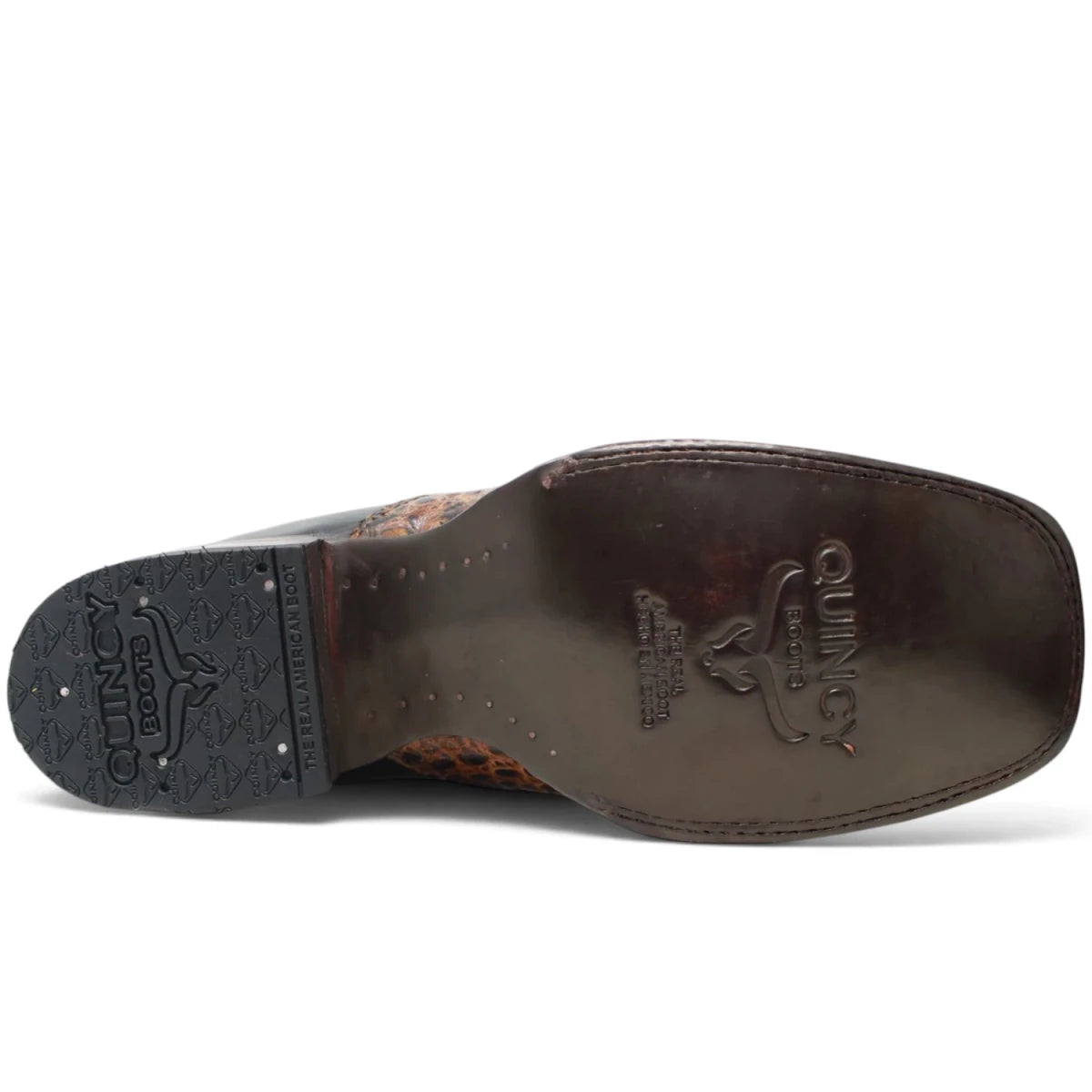 Botines de Cocodrilo Grabado Panza con Punta Cuadrada Color Miel Q82B8251 - Quincy Boots