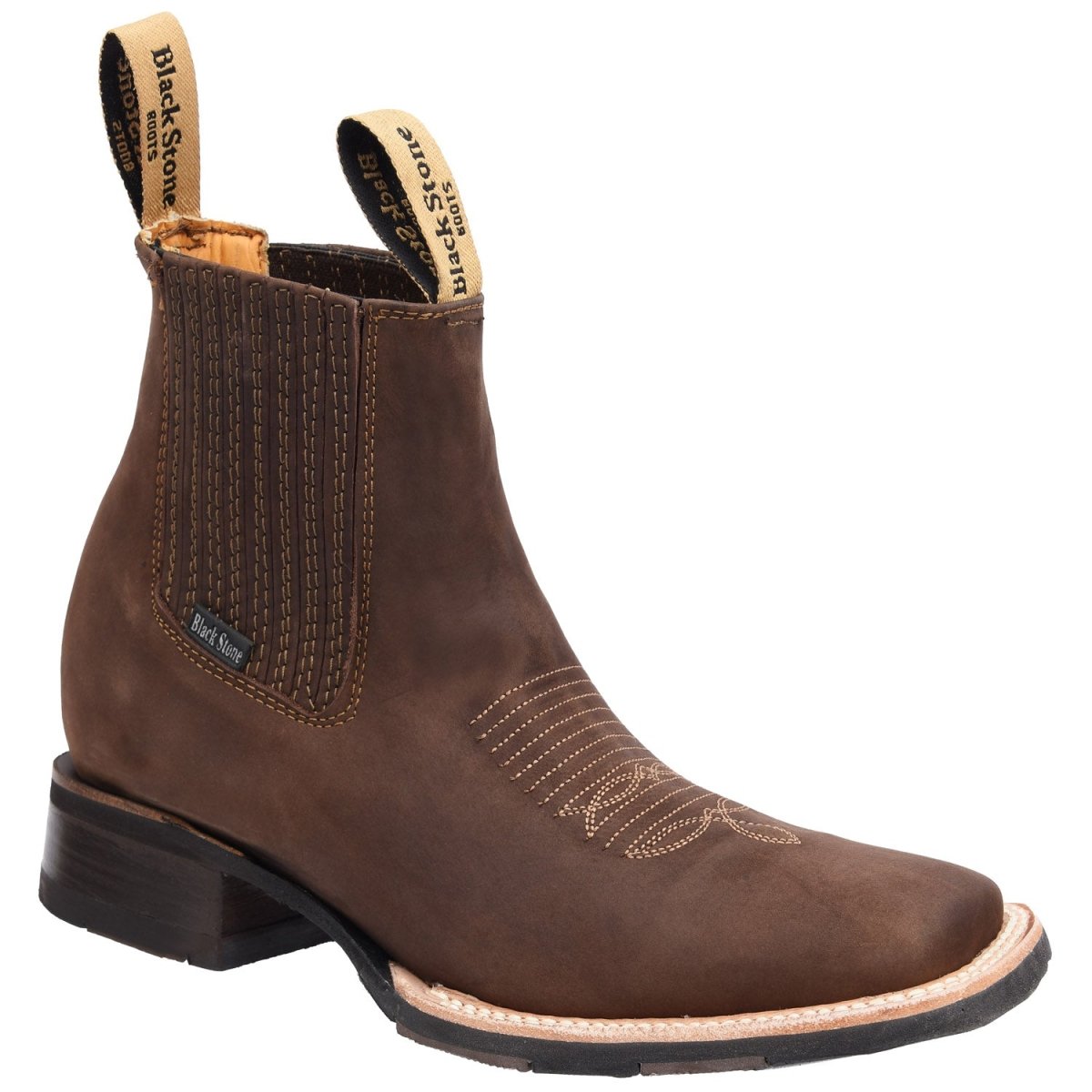 Botines Charros de Cuero Punta Cuadrada Color Moka DIE-720MOK