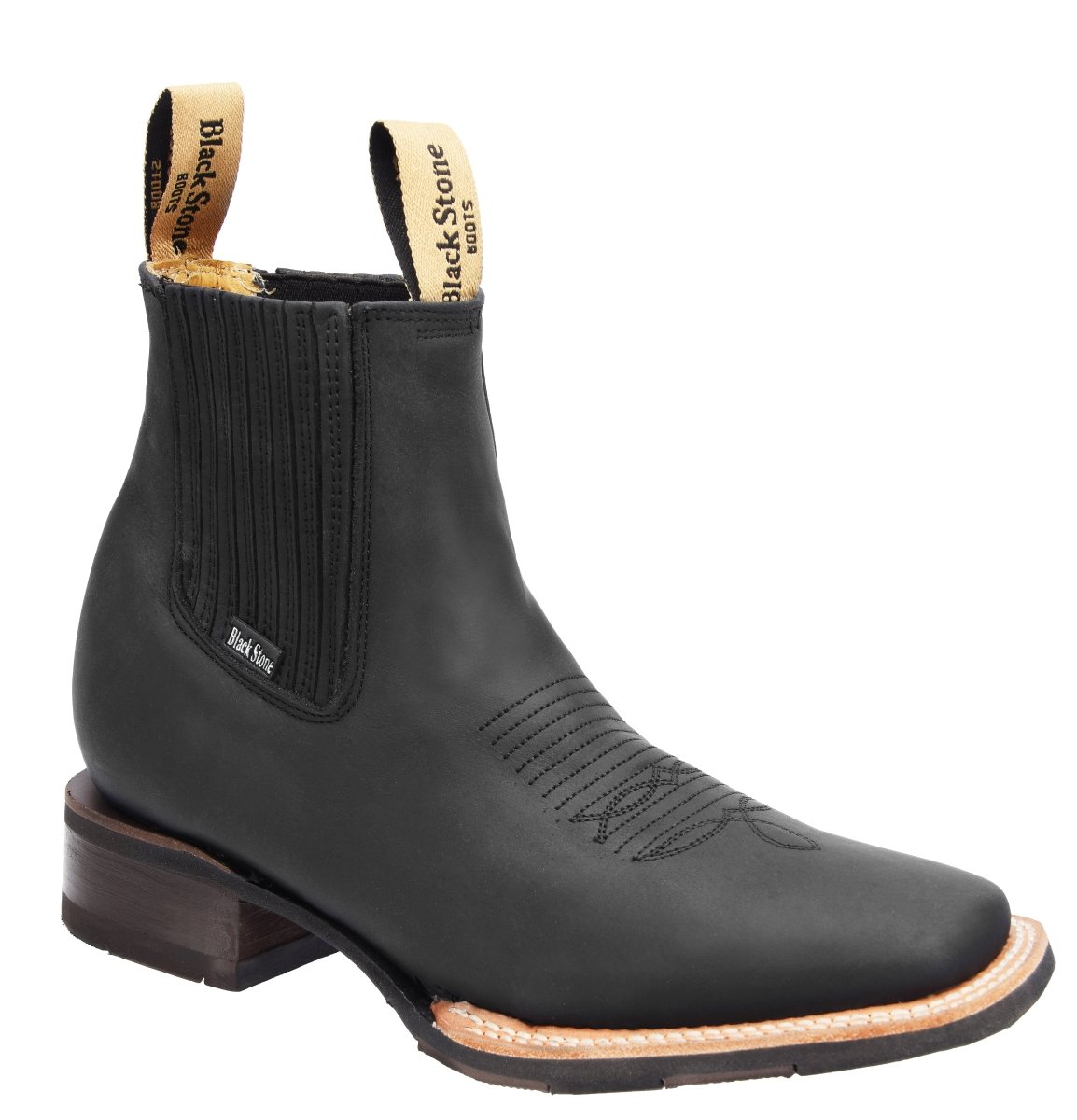 Botines de Cuero Terminado Crazy Punta Cuadrada Negro - Rodeo Imports - Rodeo Imports