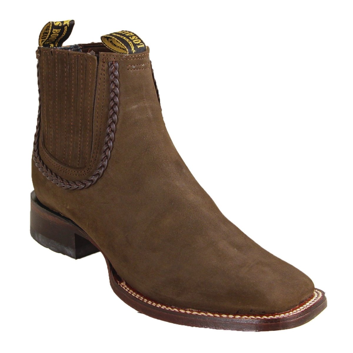 Los Altos Men's Wide Square Toe Suede Leather Short Boots - Oryx 82B6311