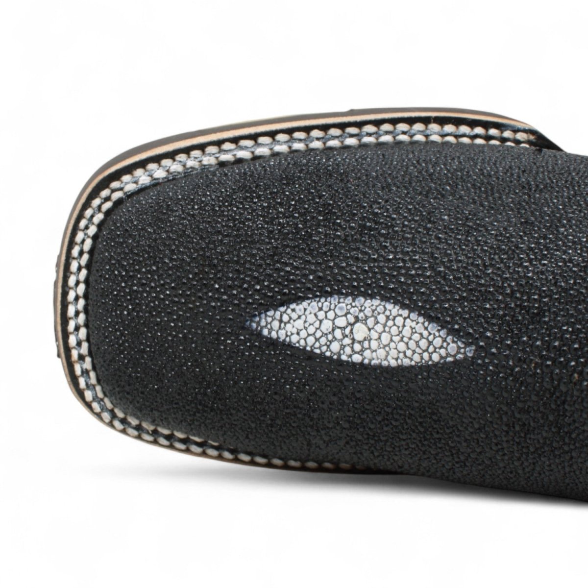 Botines de Mantaraya Grabada con Punta Cuadrada Color Negro - Quincy Boots