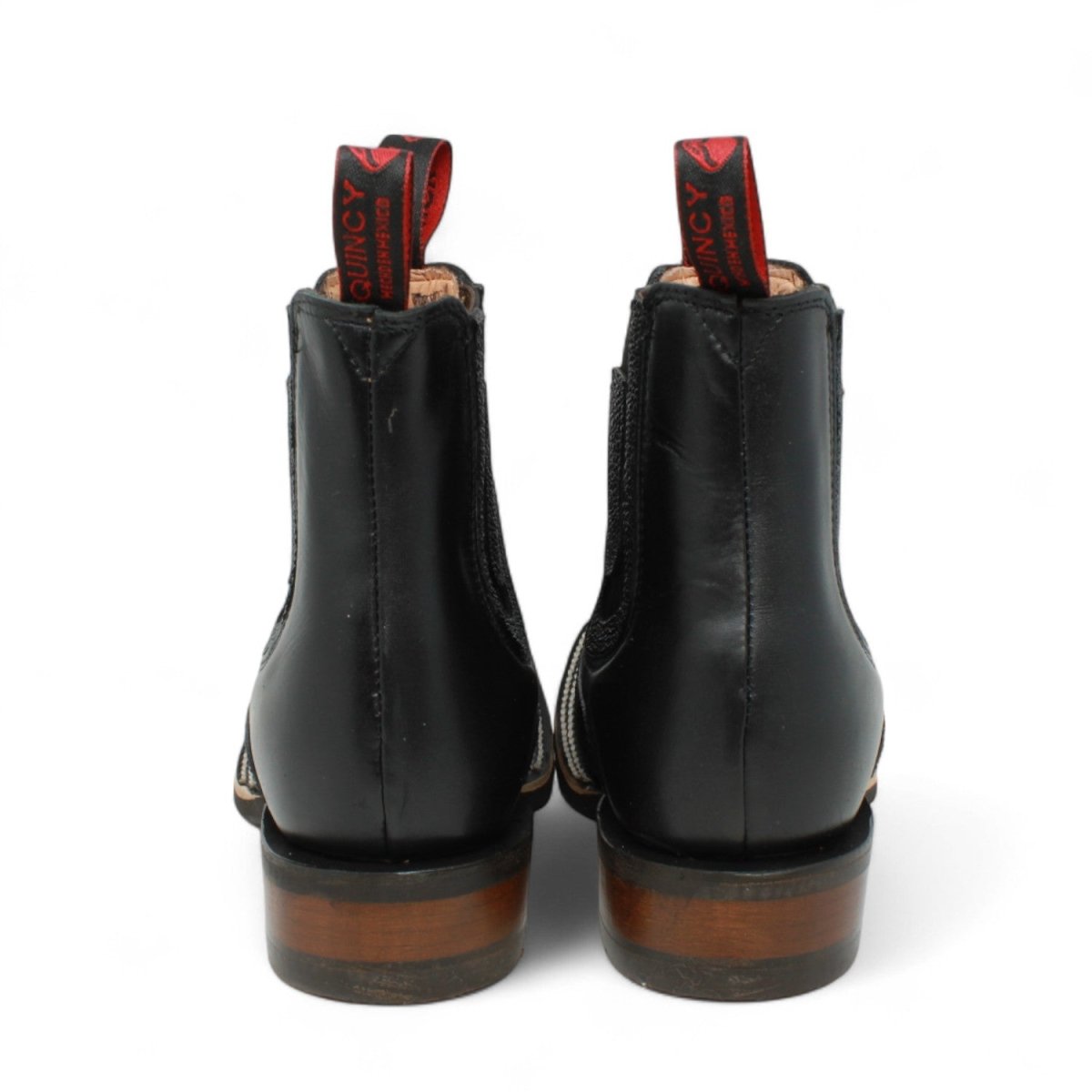 Botines de Mantaraya Perla Completa Grabado con Punta Cuadrada Color Negro - Quincy - Quincy Boots