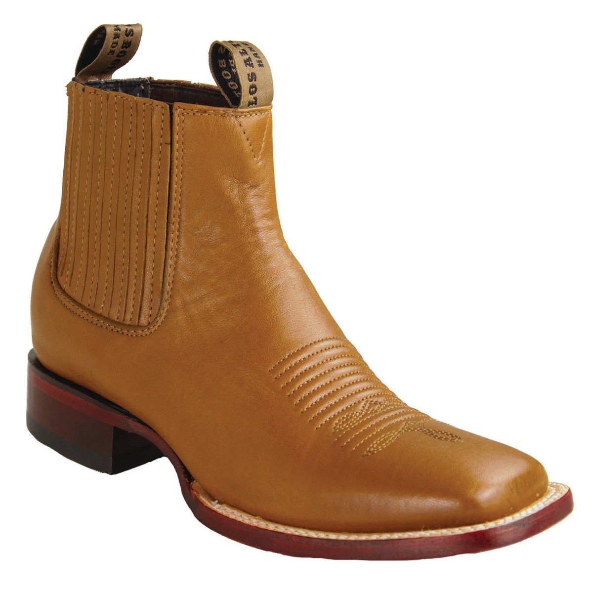 Botines de Piel Original Punta Cuadrada Ancha Color Miel - Los Altos Boots - Los Altos Boots