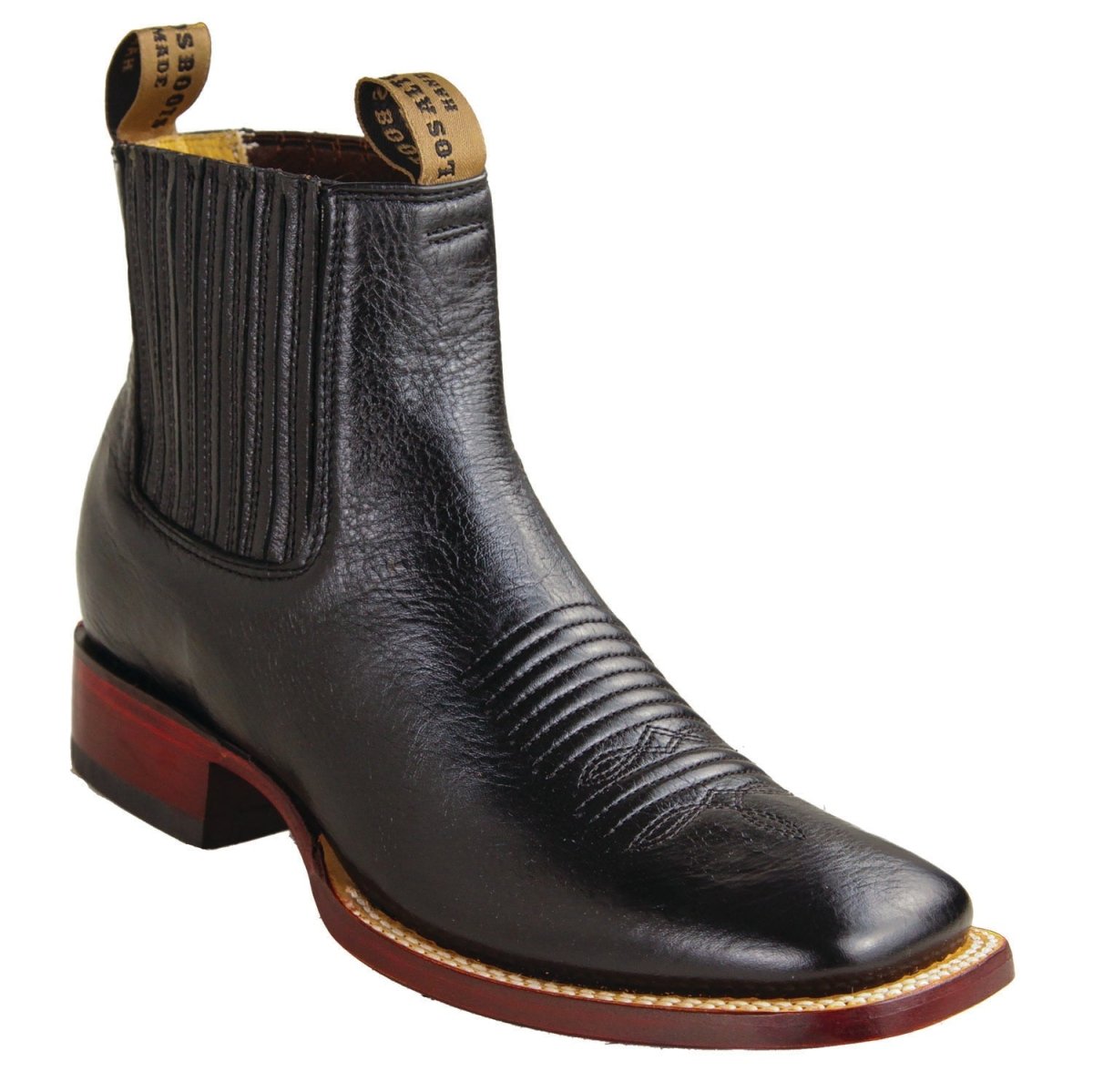 Botines de Piel Original Punta Cuadrada Ancha Color Miel - Los Altos Boots main image 1