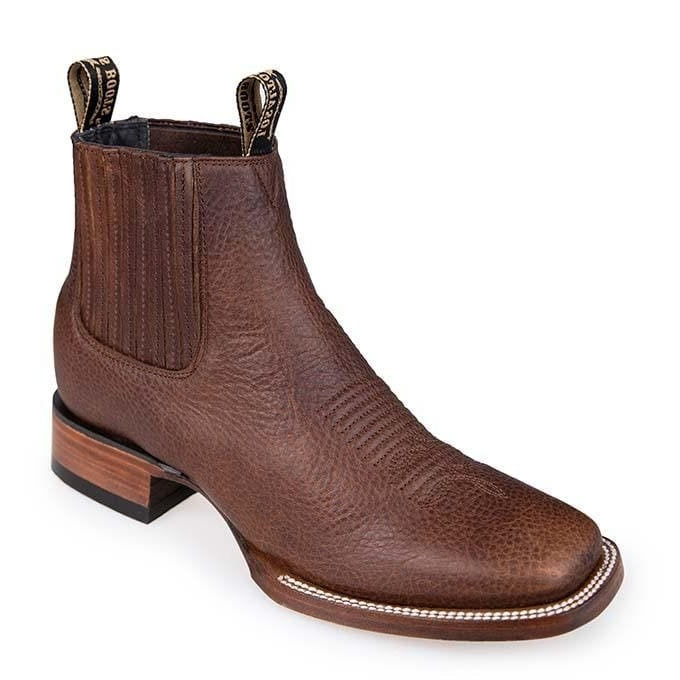 Western Genuine Rage Leather Ankle Boots Walnut Color - Los Altos Boots - Side View