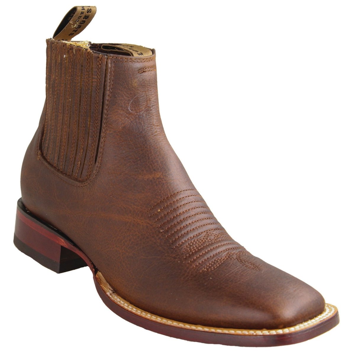 Botines de Pïel Original Punta Cuadrada Ancha Color Nuez - Los Altos Boots - Los Altos Boots