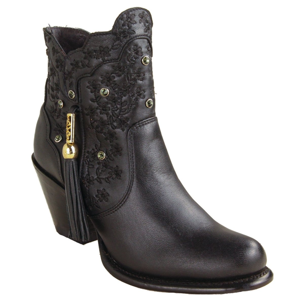 Botines de Piel Original Ximena Punta Oval Para Dama Color Negro - Los Altos Boots - Los Altos Boots