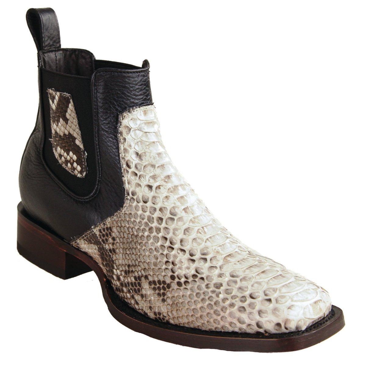 Botines de Piton Original Punta Cuadrada Ancha Color Natural Gamuza - Los Altos Boots - Los Altos Boots