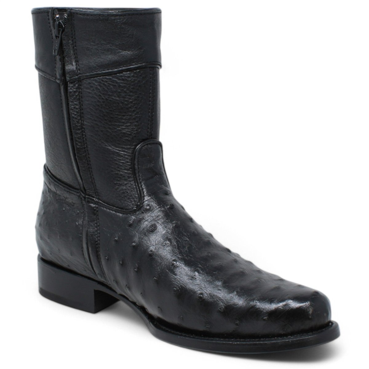 Botines Diamond de Avestruz Original Punta Oval - White Diamonds Boots