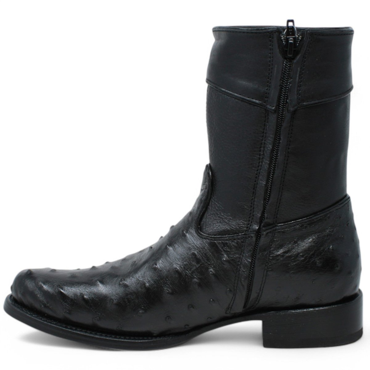 Botines Diamond de Avestruz Original Punta Oval - White Diamonds Boots