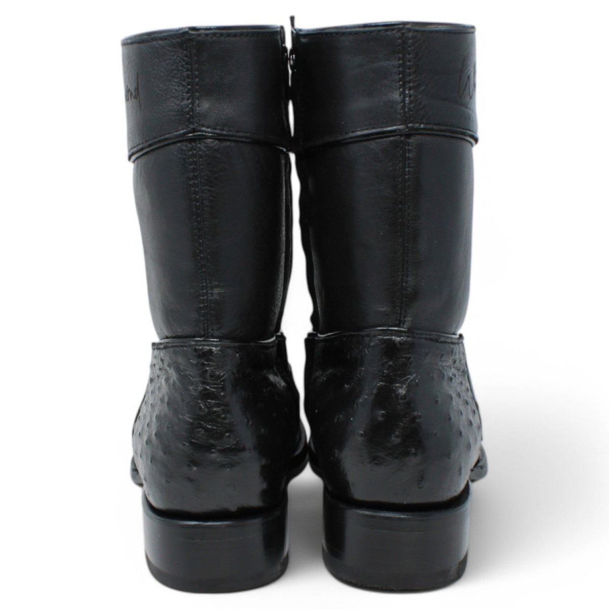 Botines Diamond de Avestruz Original Punta Oval - White Diamonds Boots