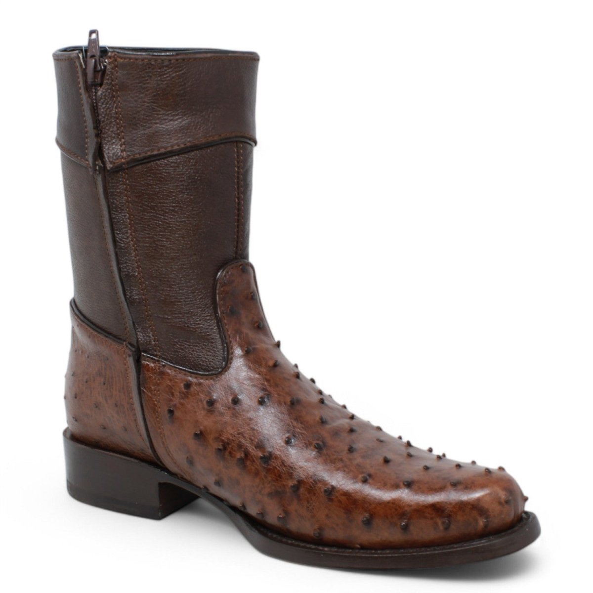 Botines Diamond de Avestruz Original Punta Oval - White Diamonds Boots