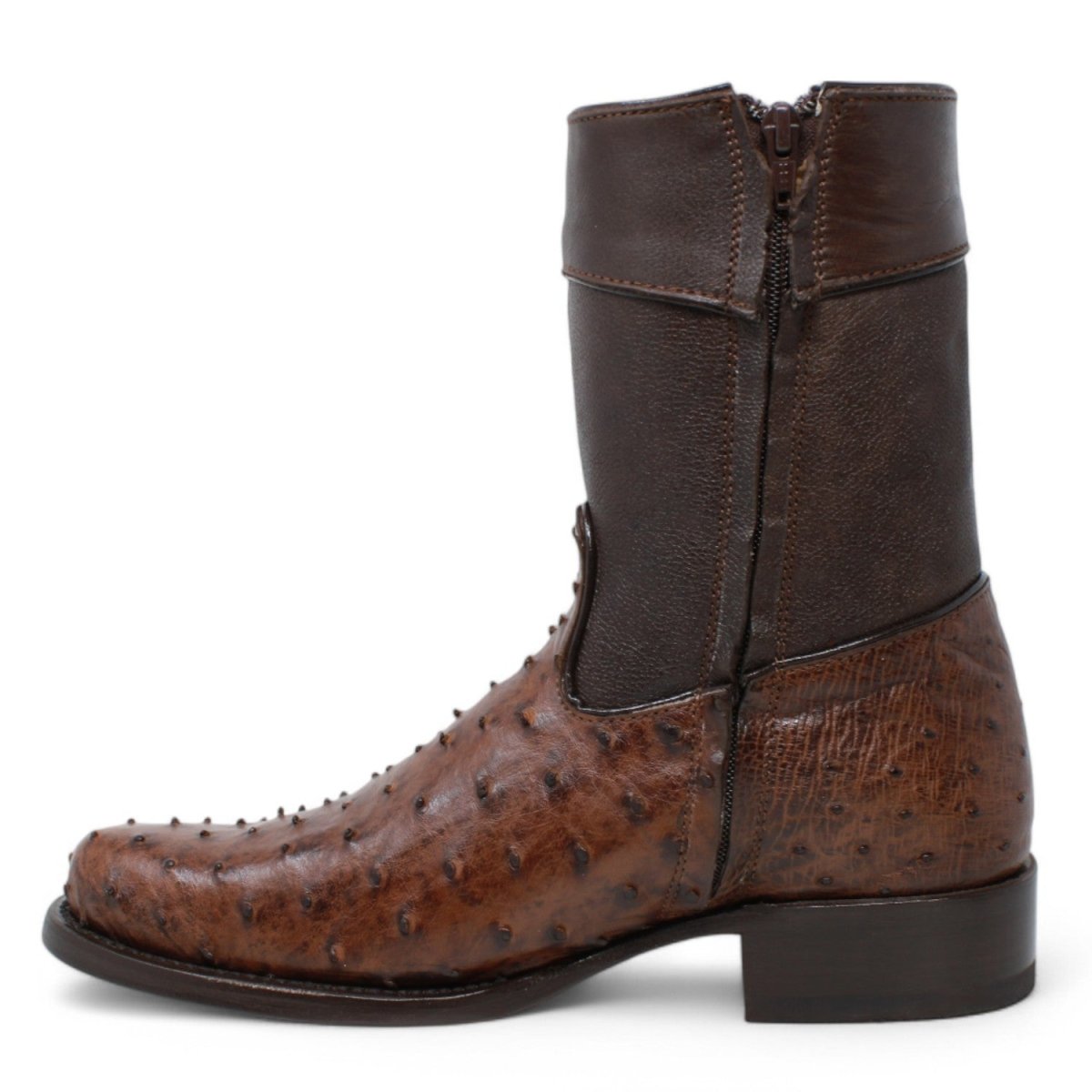 Botines Diamond de Avestruz Original Punta Oval - White Diamonds Boots