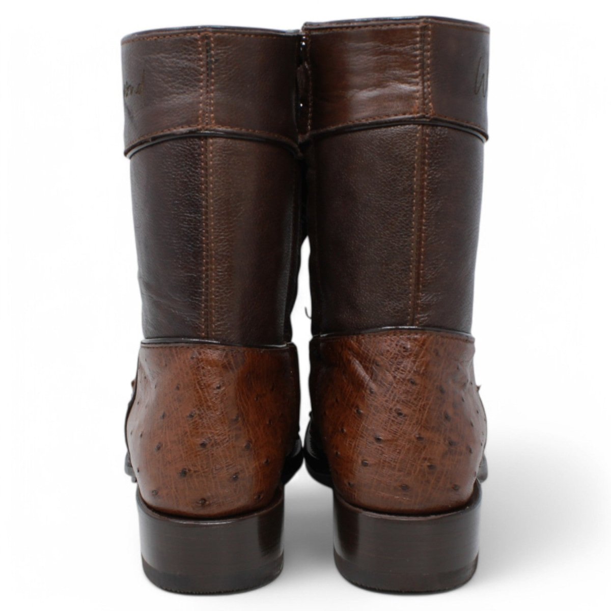 Botines Diamond de Avestruz Original Punta Oval - White Diamonds Boots