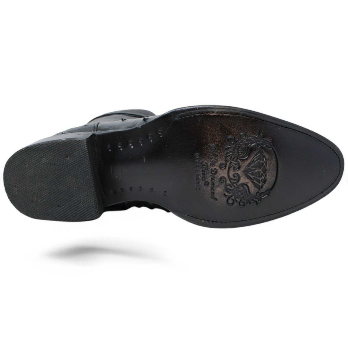 Botines Diamond de Avestruz Original Punta Oval - White Diamonds Boots