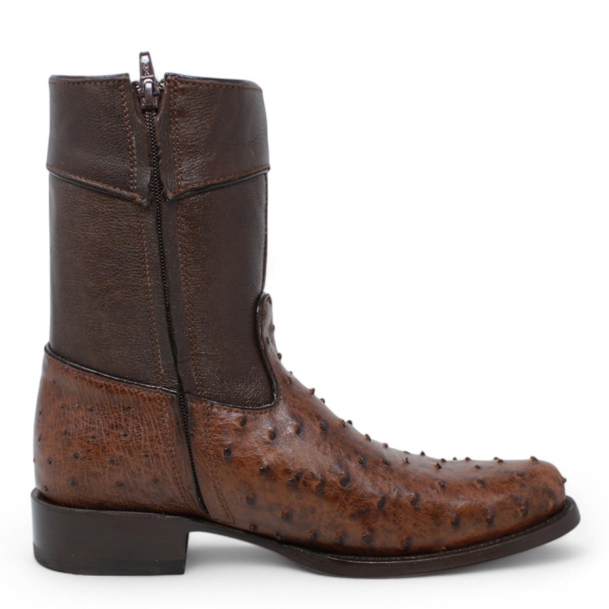 Botines Diamond de Avestruz Original Punta Oval - White Diamonds Boots