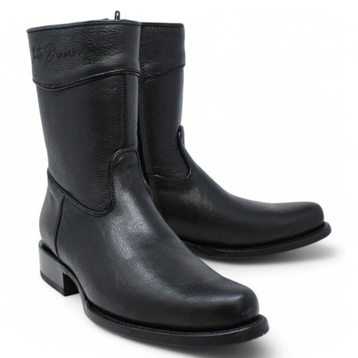 Botines Diamond de Cuero Original Punta Oval - White Diamonds Boots