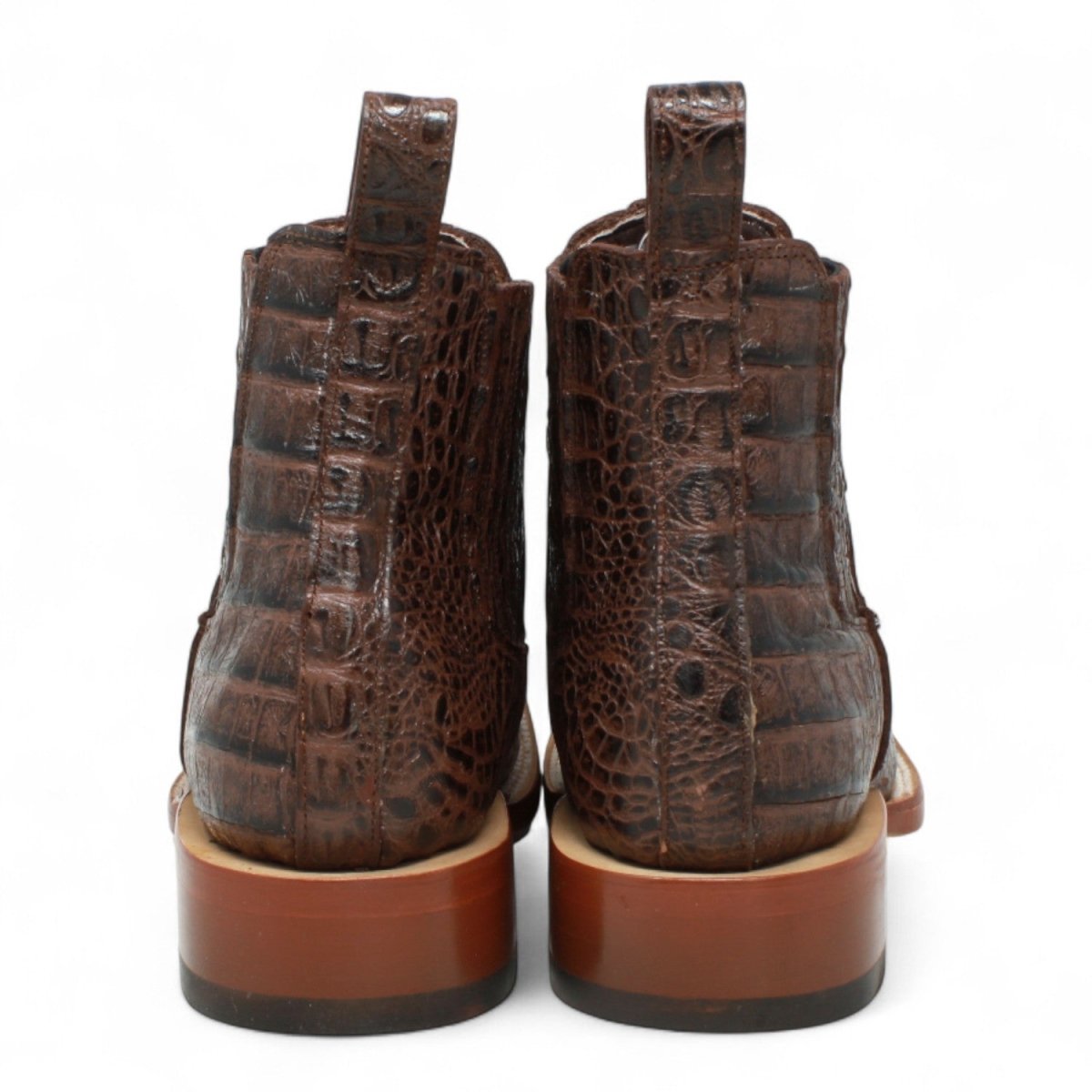 Botines Hombre de Cuero Grabado Caiman Panza Punta Cuadrada Color Brown - Tanner Mark Boots - Tanner Mark Boots