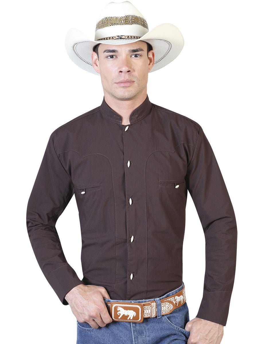 Brown Charro Long Sleeve Shirt 124911 - Diana Zapateria Inc