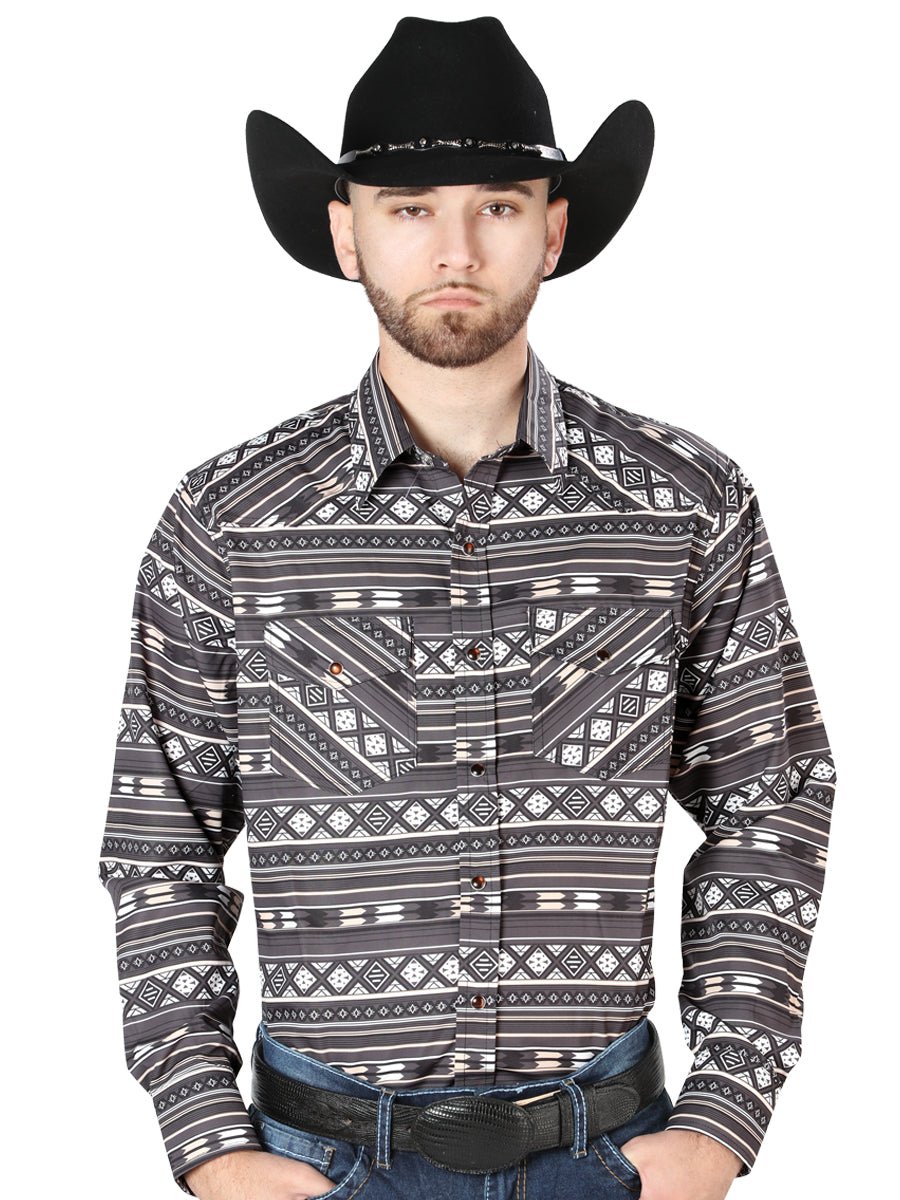 Brown Long Sleeve Cowboy Shirt 44217 - Diana Zapateria Inc