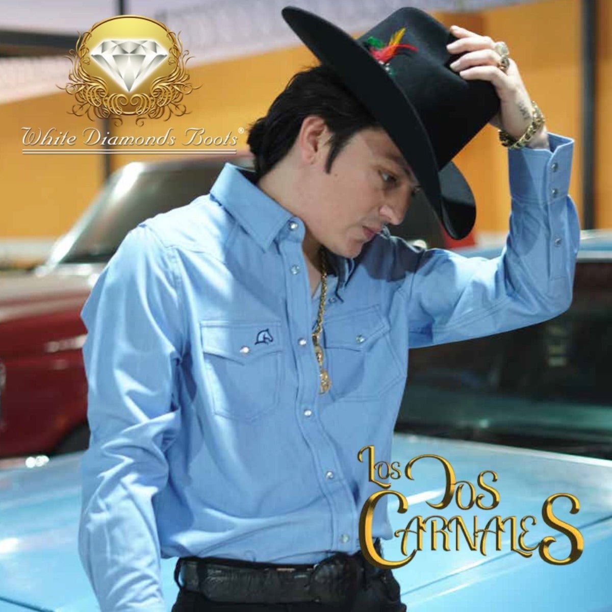 Camisa Vaquera Boton Broche con Doble Bolsa y Detalle Bordado - White Diamond - White Diamonds Boots