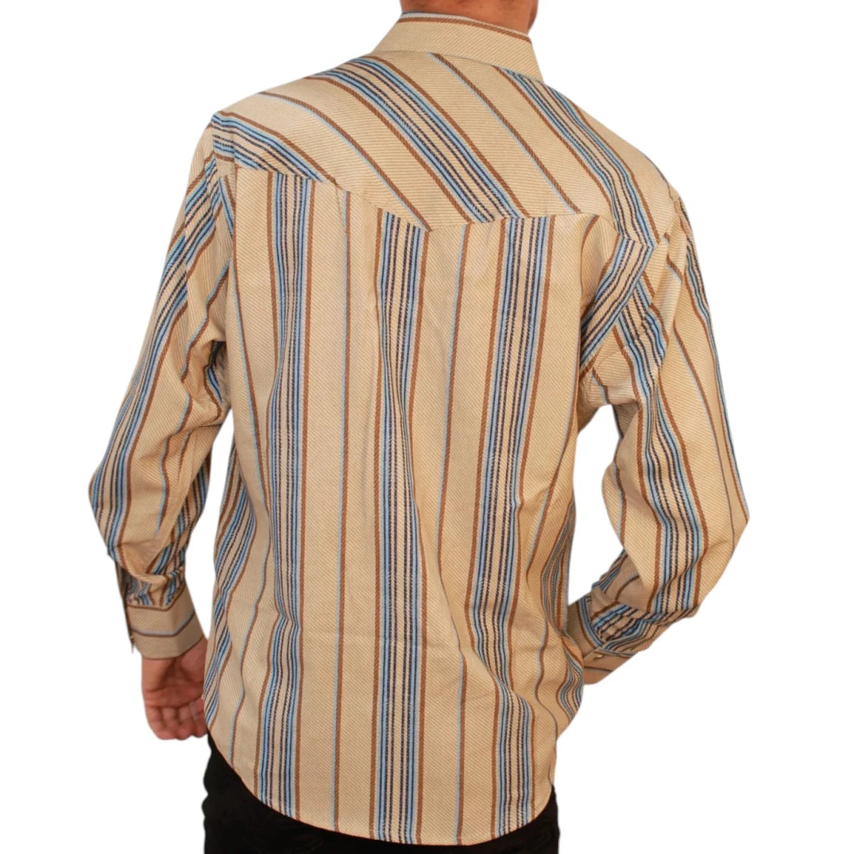 Camisa Vaquera Boton de Perla de Manga Larga con Rayas-American West - American West