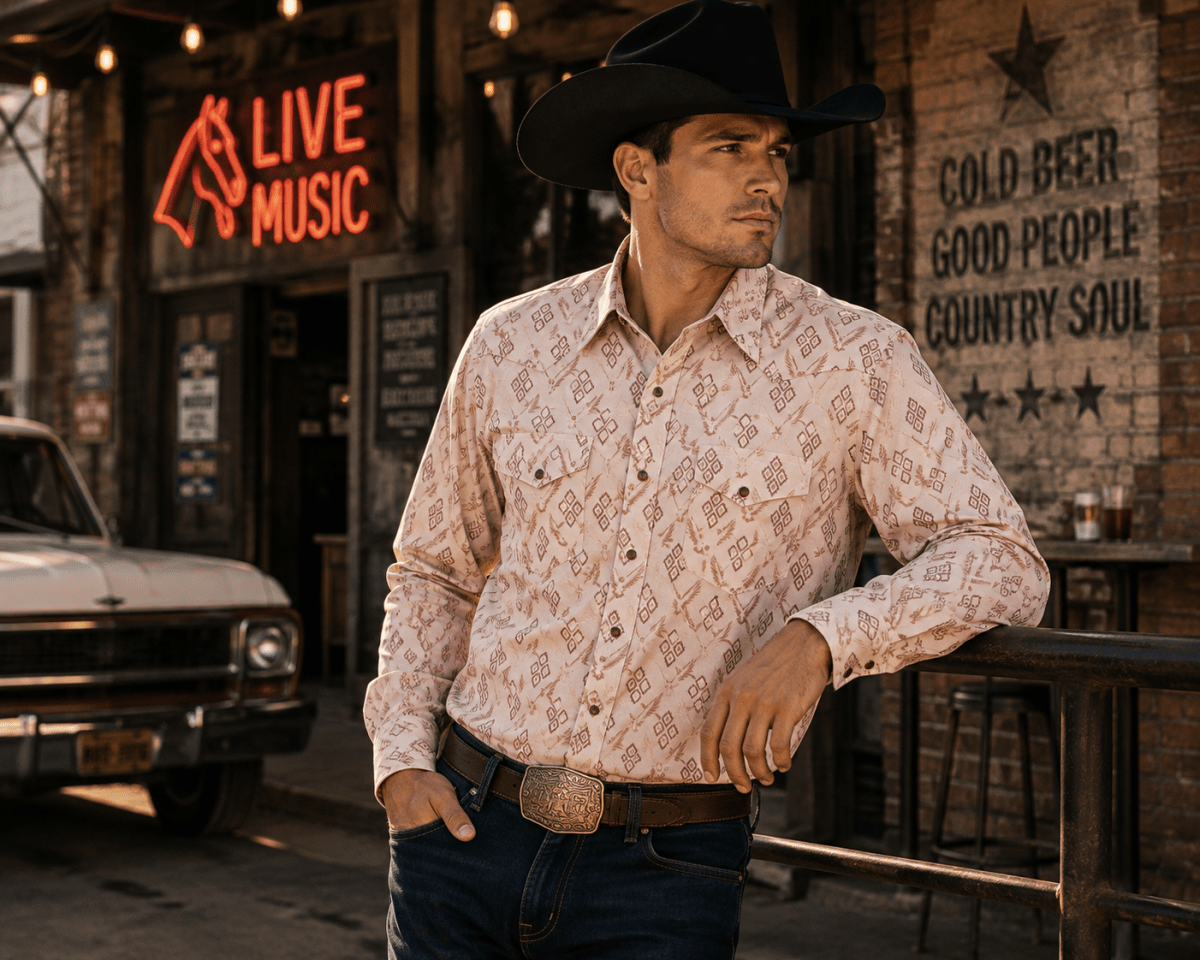 Camisa Vaquera de Manga Larga Cuadros – The American West - American West