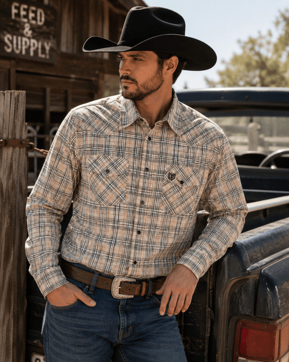 Camisa Vaquera de Manga Larga Cuadros – The American West - American West