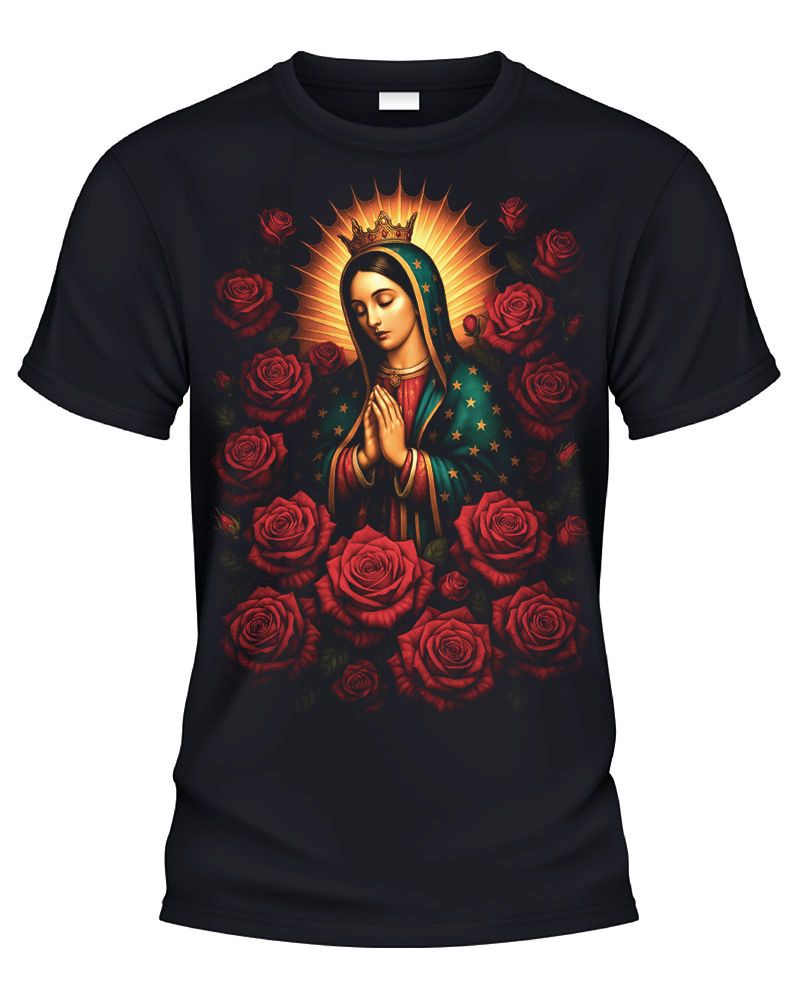 Camiseta Casual Manga Corta Virgen Maria - CaballoBronco.com