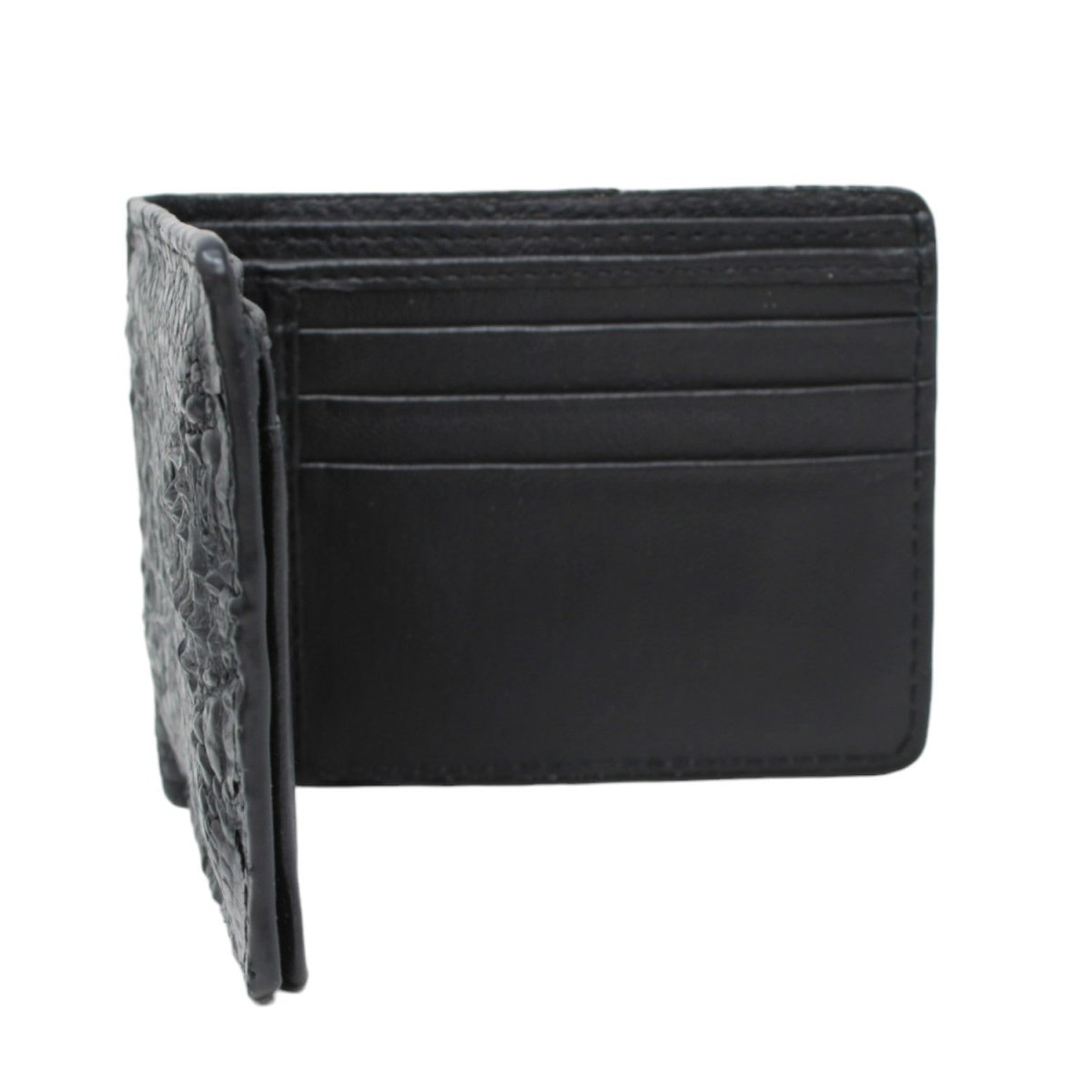 Genuine Leather and Caiman Skin Wallet, Black Color - Los Altos Boots