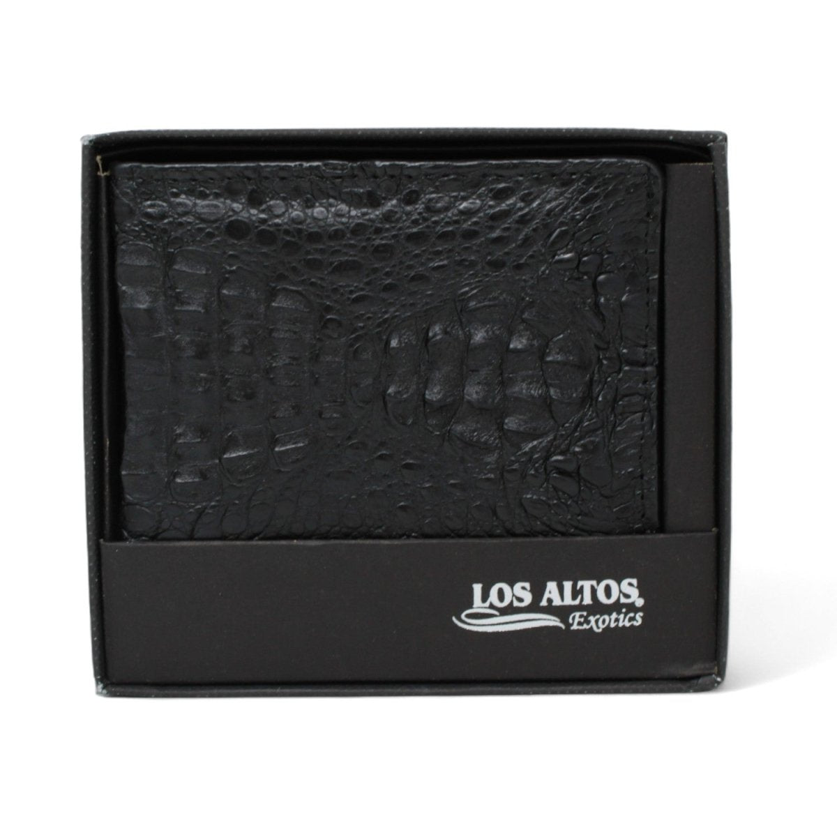 Genuine Leather and Caiman Skin Wallet, Black Color - Los Altos Boots
