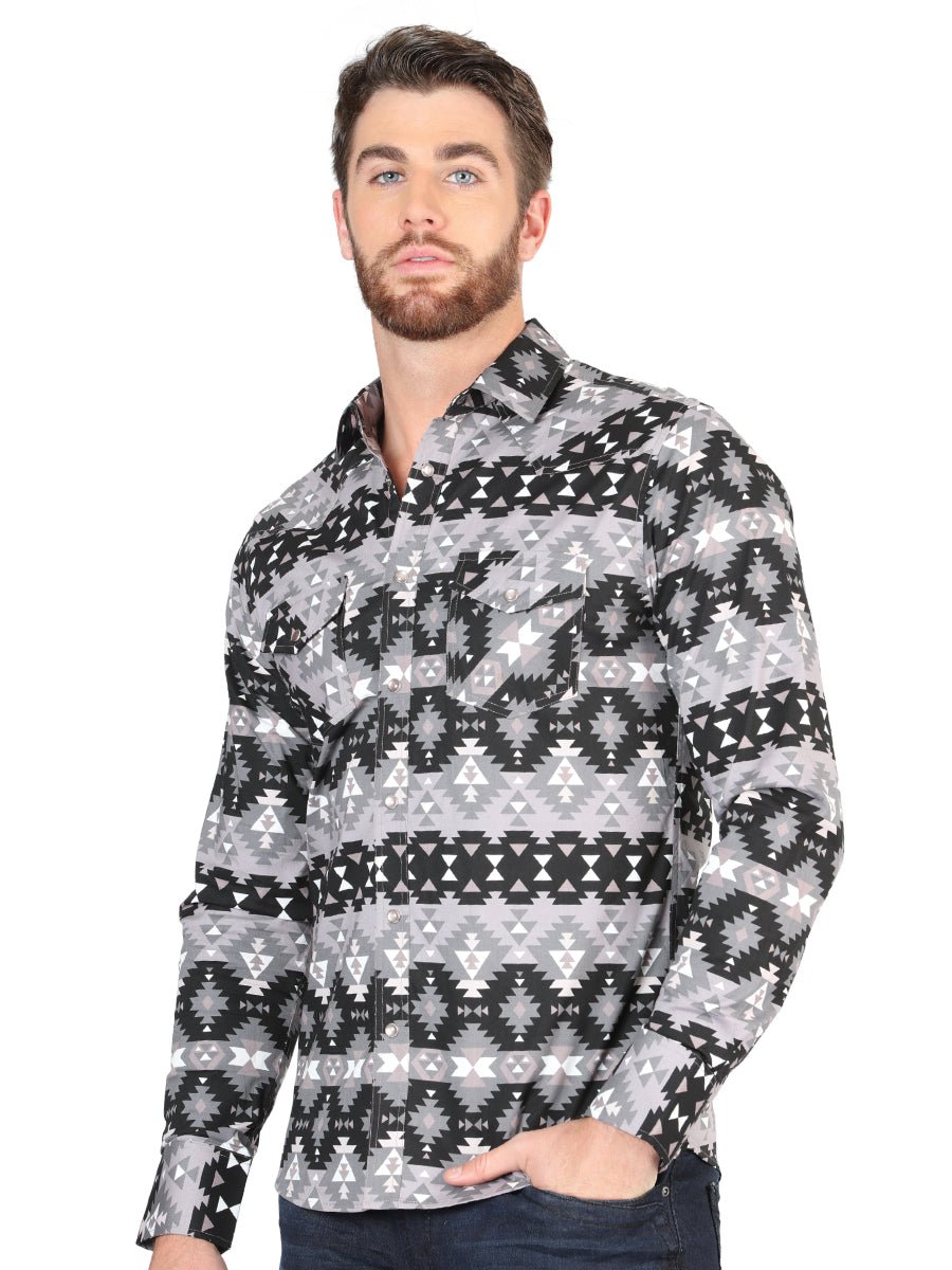 Casual Long - Sleeve Shirt by El General - Black 44397 - Diana Zapateria Inc