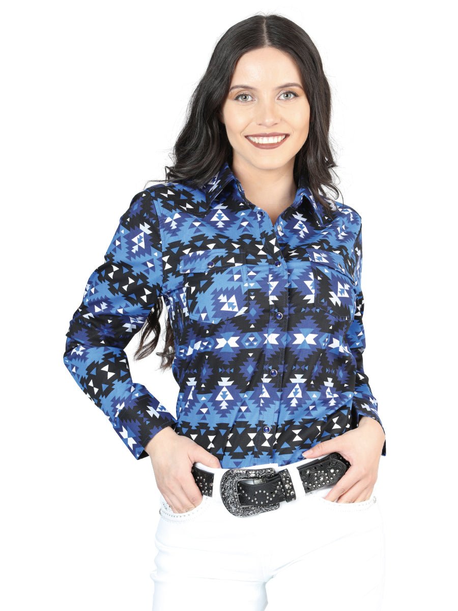 Casual Long - Sleeve Shirt by El General Blue 44410 - Diana Zapateria Inc