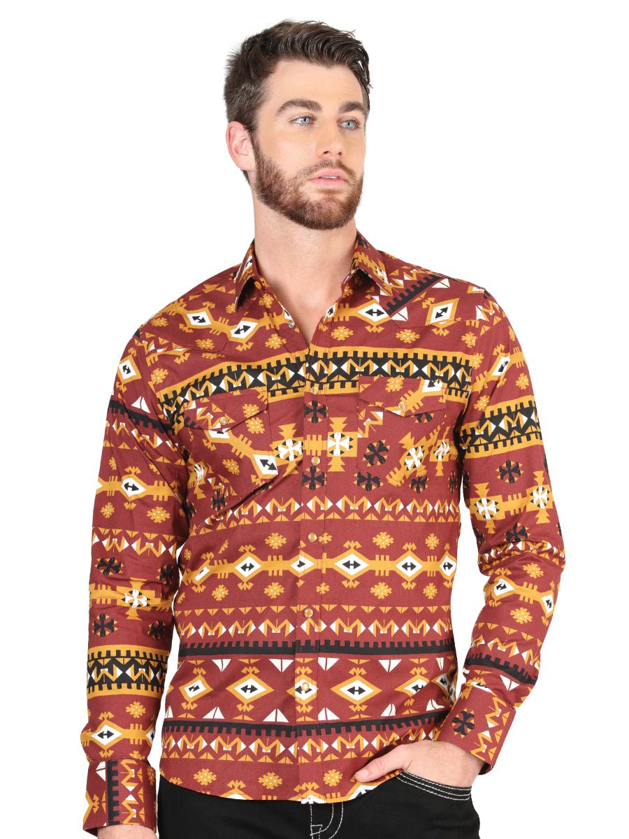 Casual Long - Sleeve Shirt by El General Brick 44420 - Diana Zapateria Inc