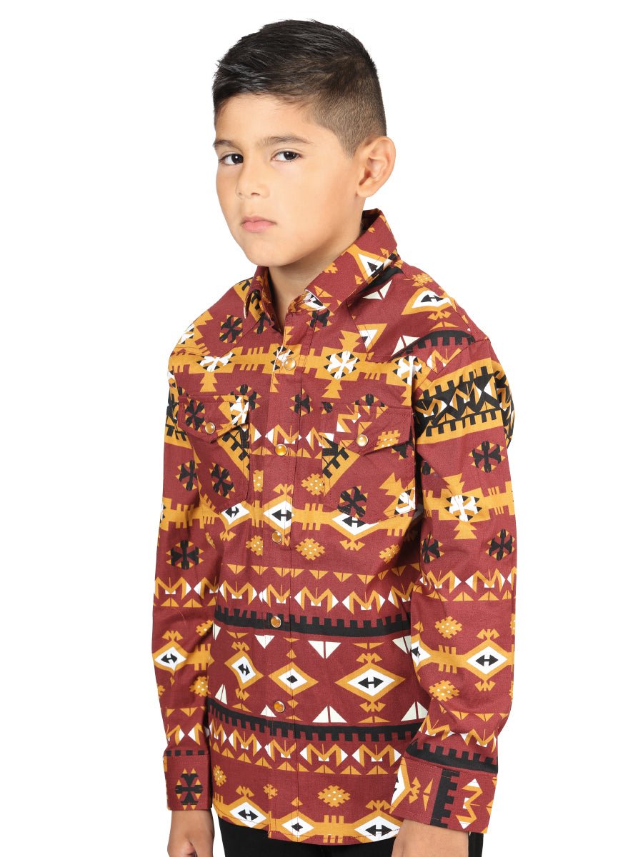 Casual Long - Sleeve Shirt by El General Brick 44445 - Diana Zapateria Inc