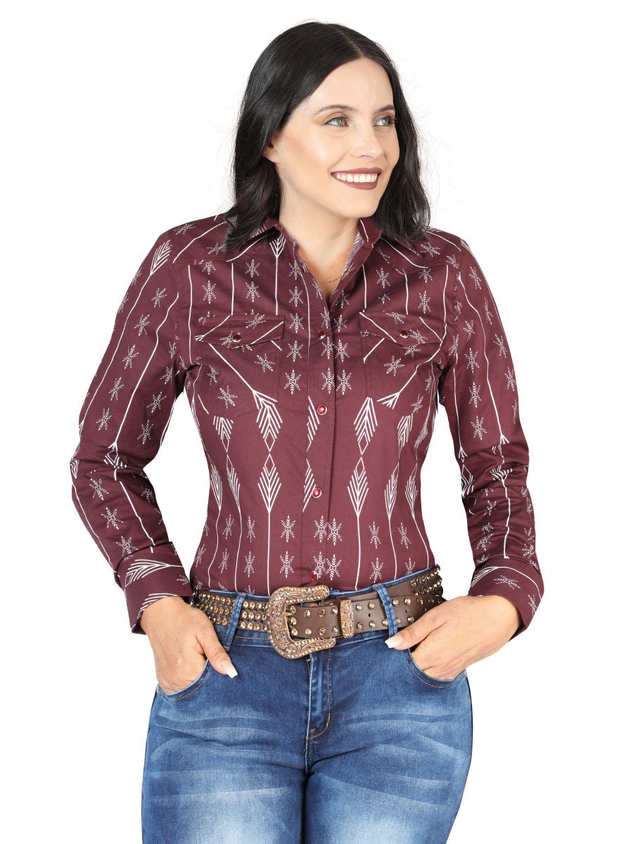 Casual Long - Sleeve Shirt by El General Burgundy 44438 - Diana Zapateria Inc