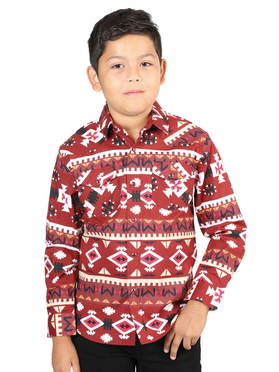 Casual Long - Sleeve Shirt by El General Red 44443 - Diana Zapateria Inc