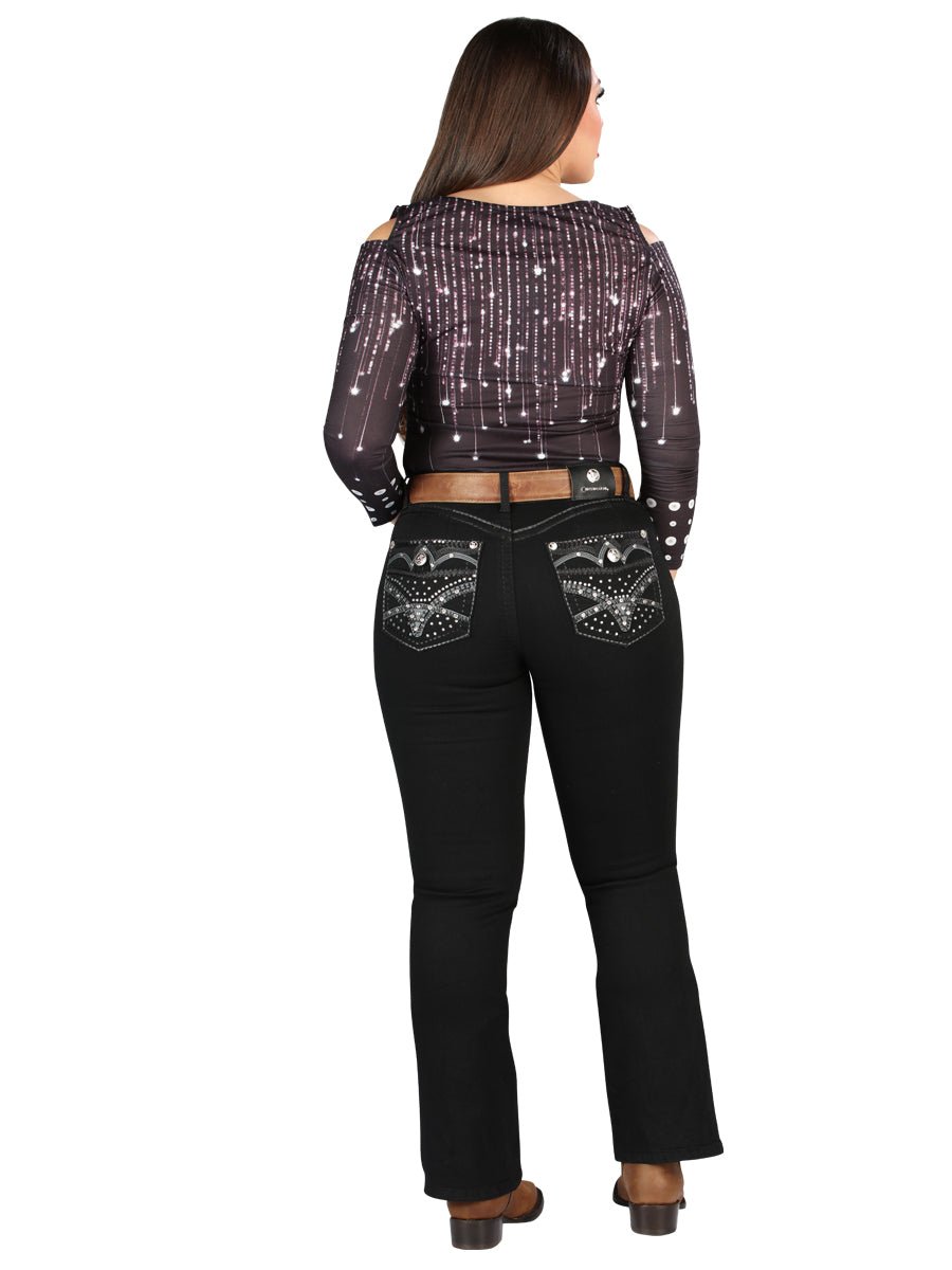 Centenario Hip - Up Bootcut Denim Jeans - Black 45319 - Diana Zapateria Inc