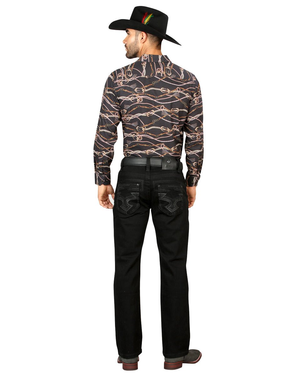 Centenario Men's Black Denim with Dark Embroidered Details 45312 - Diana Zapateria Inc