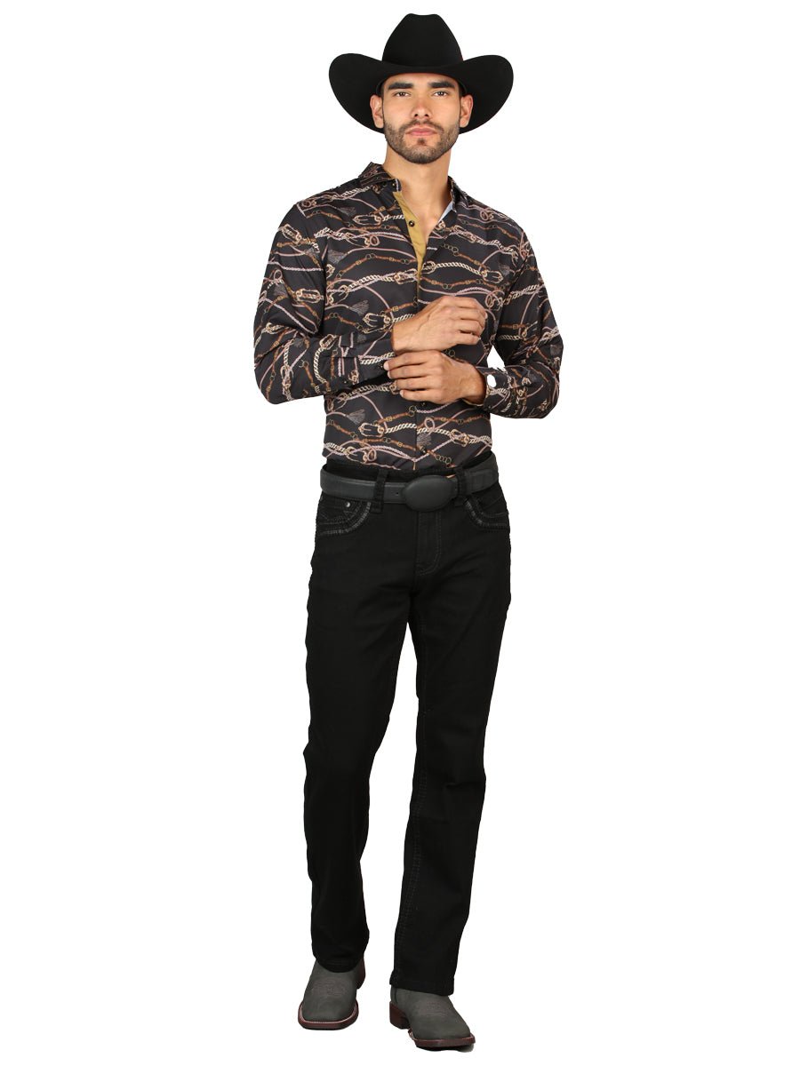Centenario Men's Black Denim with Dark Embroidered Details 45312 - Diana Zapateria Inc